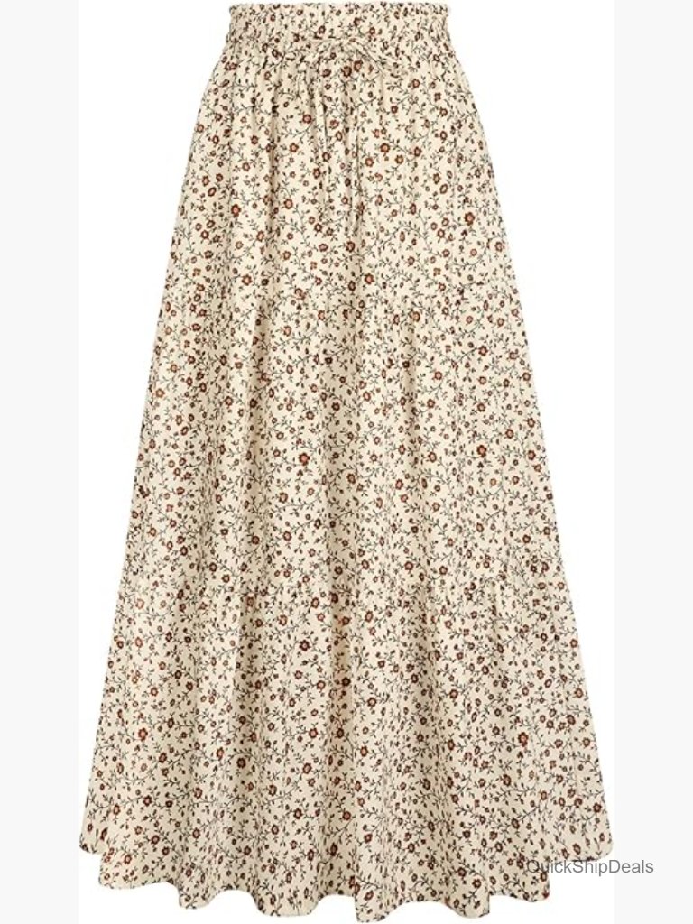 Flowy Tiered Ruffle High Waist Maxi Skirt With Pockets